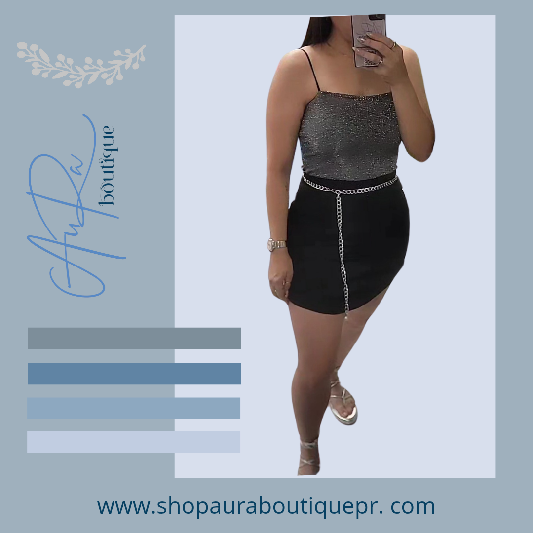 Aine Black/Silver Bodysuit