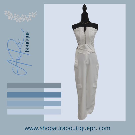 Arán White Cargo Strapples Set