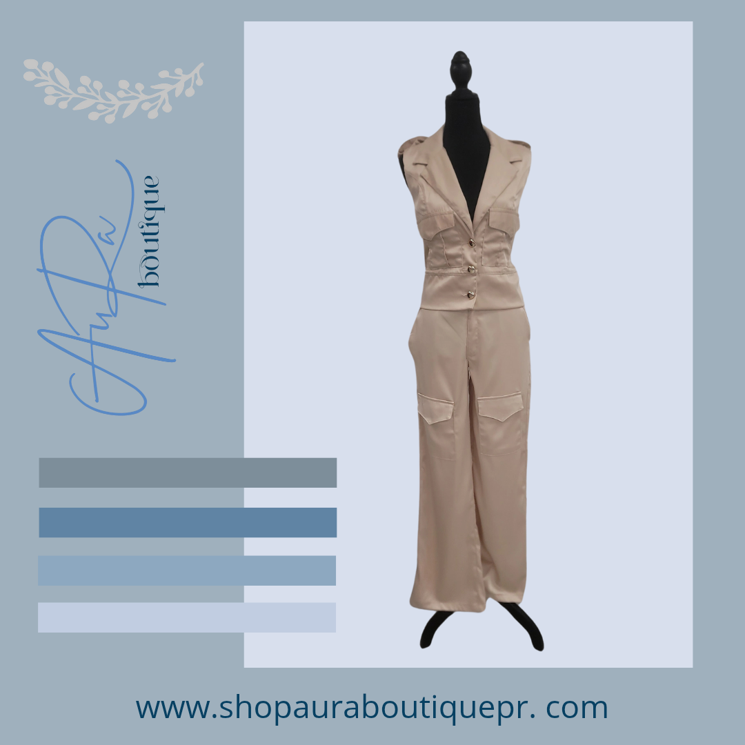 Asa Cream Cargo Satin Set