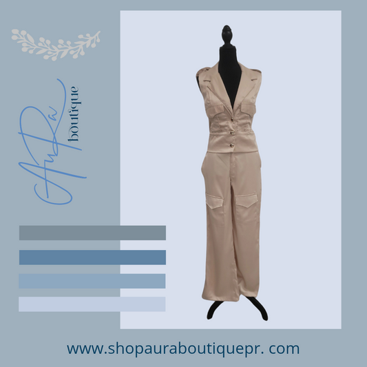 Asa Cream Cargo Satin Set