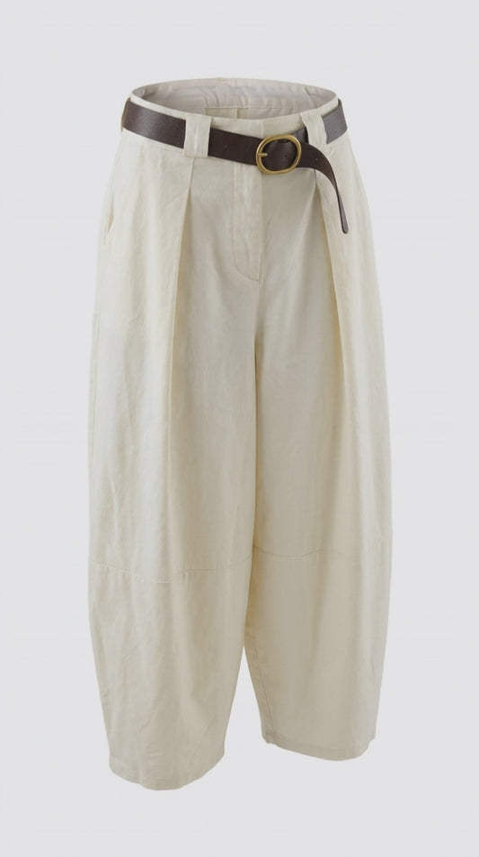 Italy Bianca Latte Barrel Pants