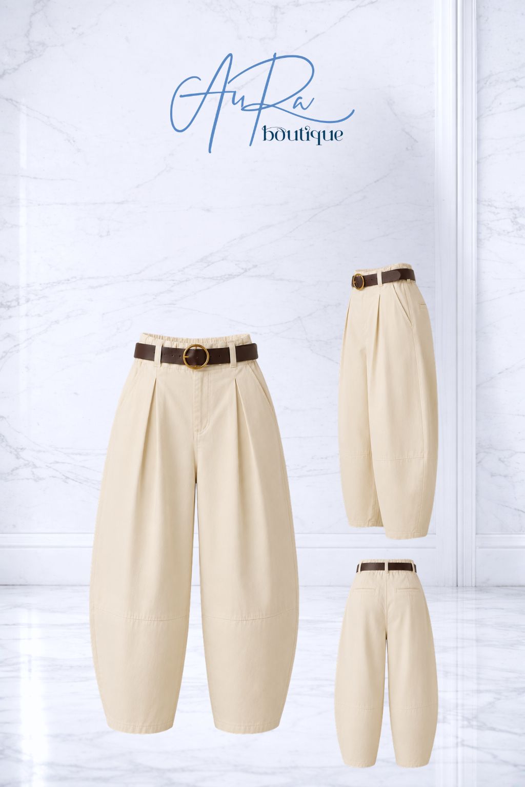 Italy Bianca Latte Barrel Pants