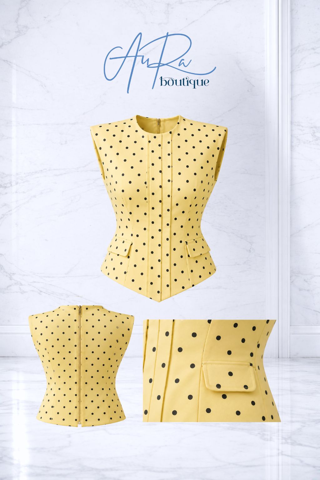 Polka Fashion Butter&Black Top