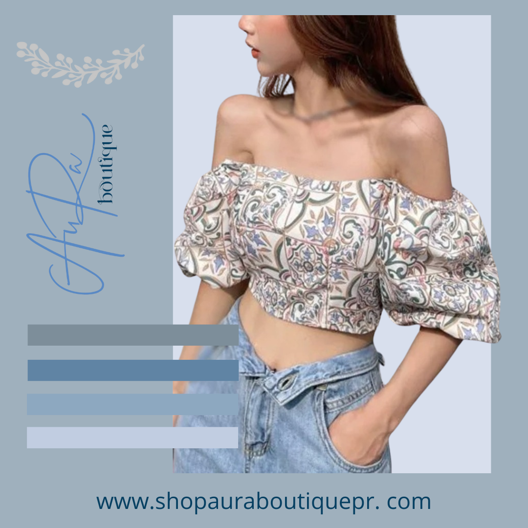 Ayban Bubble Sleeve Crop Top