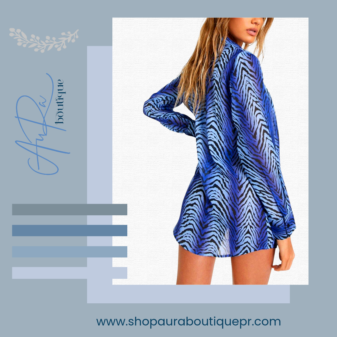 Aluen Blue Zebra Cover up Set