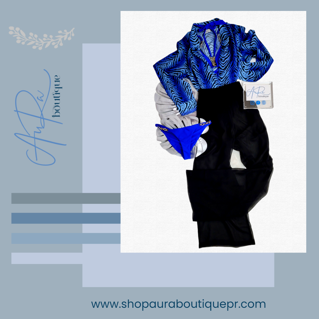 Aluen Blue Zebra Cover up Set